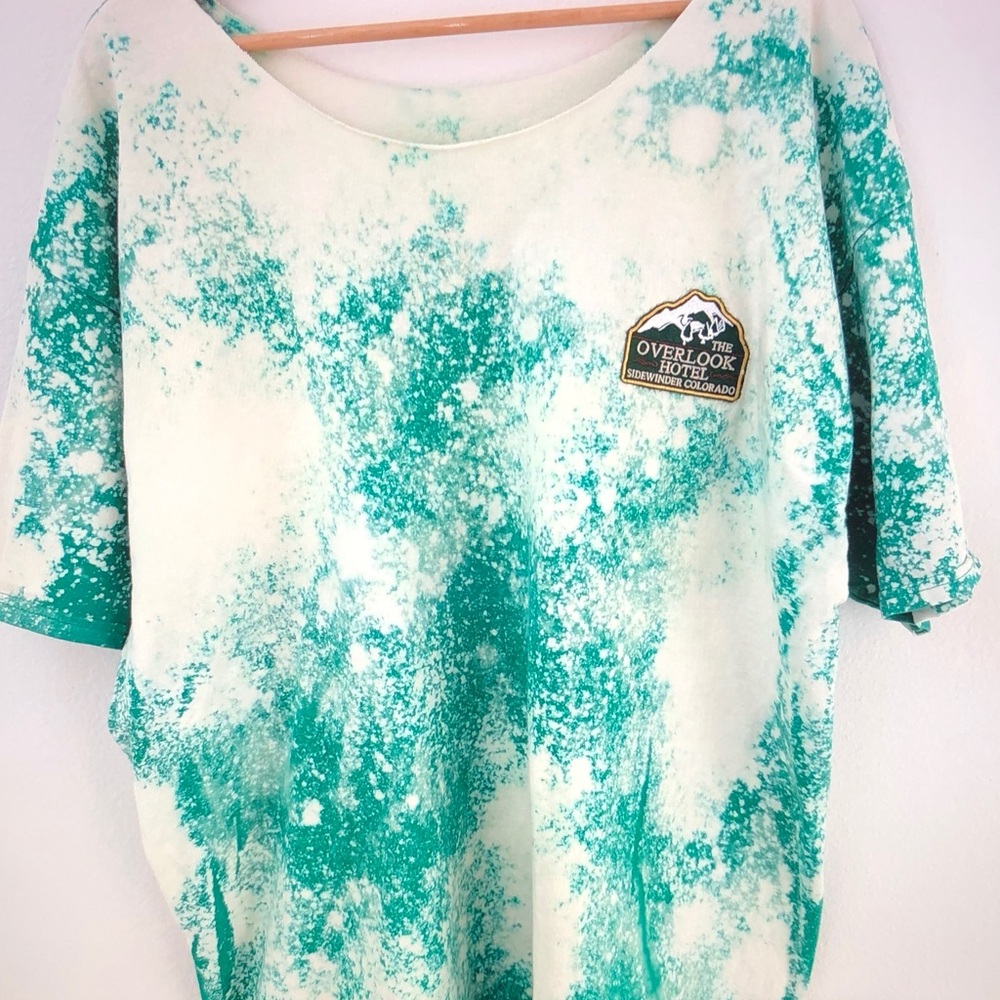 Hanes Teal and Cream Tie-Dye Scoop Neck Tee - Picture 5 of 11